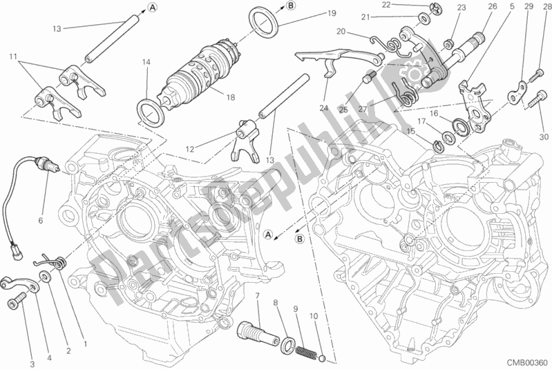 All parts for the Gear Change Mechanism of the Ducati Multistrada 1200 S Touring Brasil 2014
